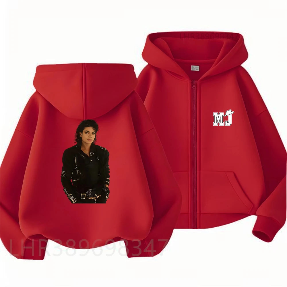 Children Hoodie Michael Jackson Zip Up Cardigan Tops  Pink Boy