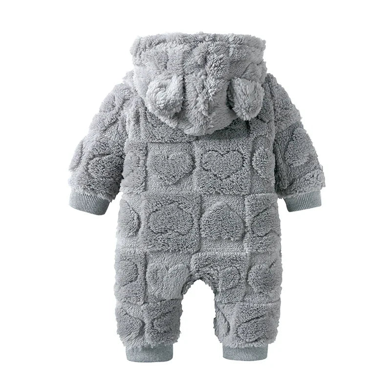 Cartoon Baby Clothes Boy Romper Long Sleeve Arctic Velvet Hooded