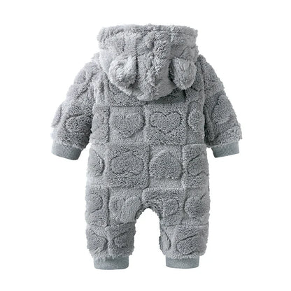 Cartoon Baby Clothes Boy Romper Long Sleeve Arctic Velvet Hooded