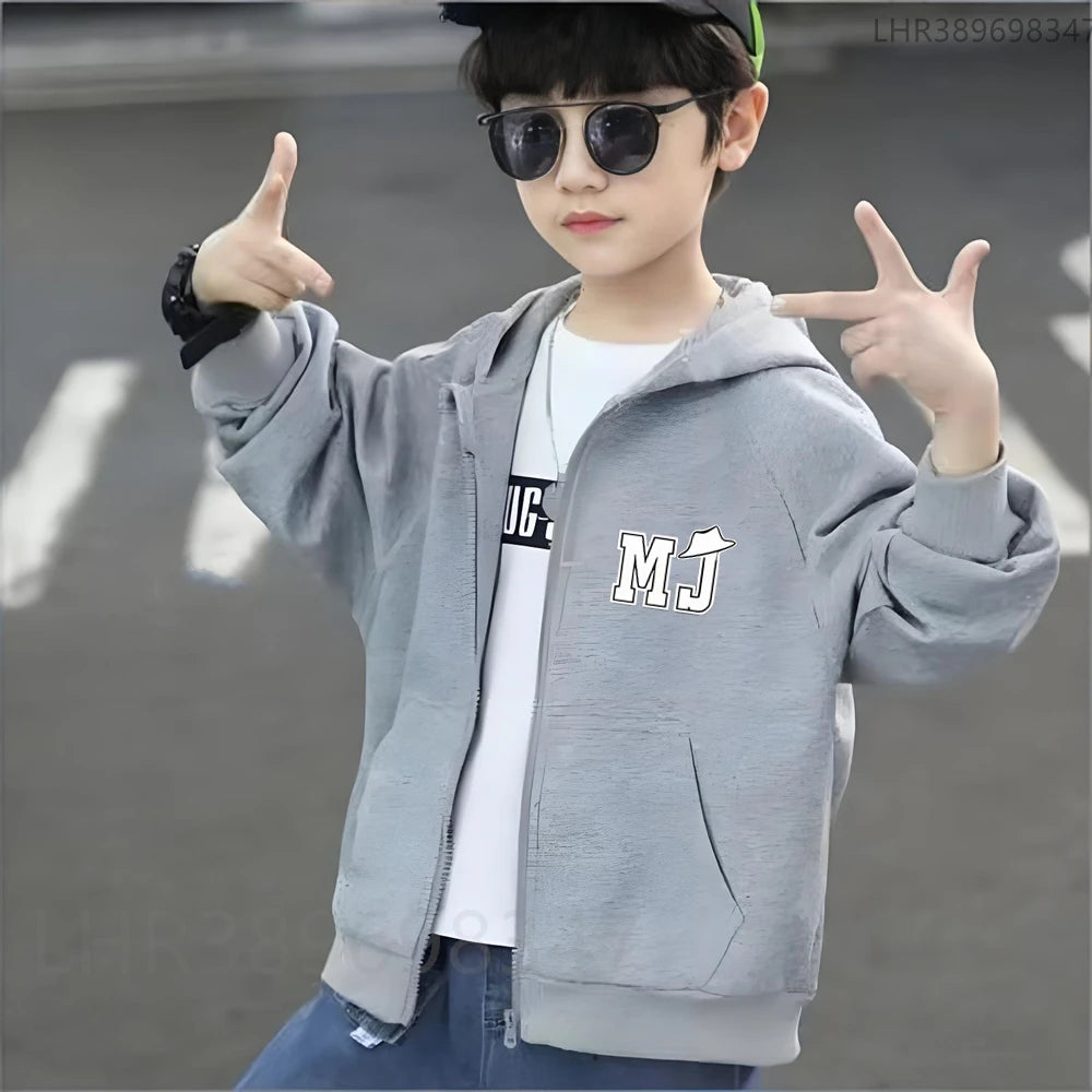 Children Hoodie Michael Jackson Zip Up Cardigan Tops  Pink Boy