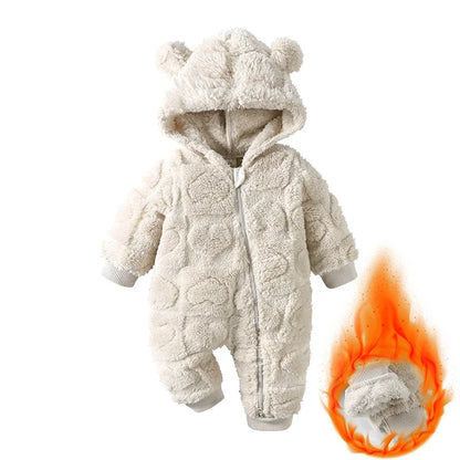 Cartoon Baby Clothes Boy Romper Long Sleeve Arctic Velvet Hooded