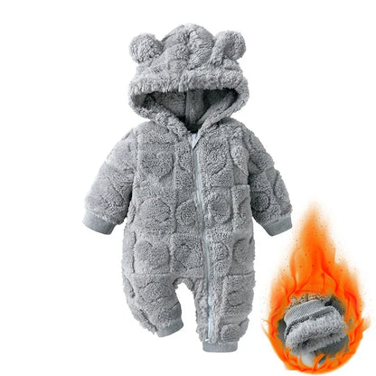 Cartoon Baby Clothes Boy Romper Long Sleeve Arctic Velvet Hooded