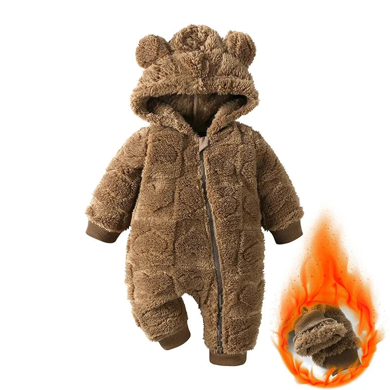 Cartoon Baby Clothes Boy Romper Long Sleeve Arctic Velvet Hooded