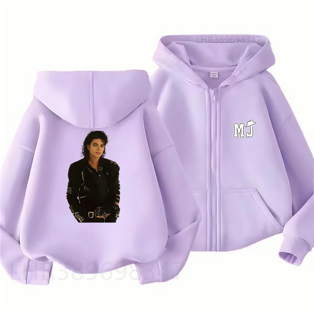 Children Hoodie Michael Jackson Zip Up Cardigan Tops  Pink Boy
