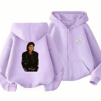 Children Hoodie Michael Jackson Zip Up Cardigan Tops  Pink Boy