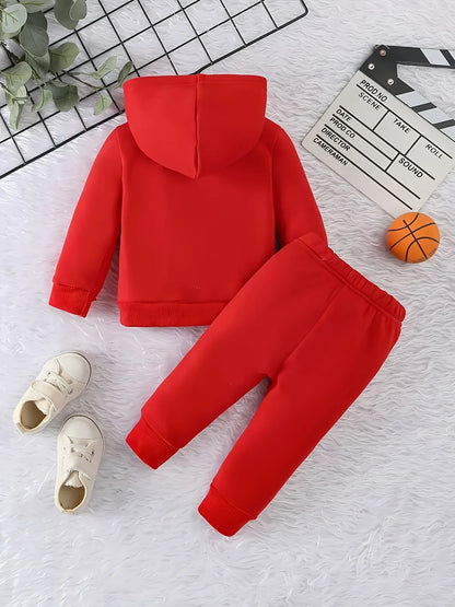 Baby Boy KING Crown Pattern Fleece Hoodie+Casual Pants Two Piece