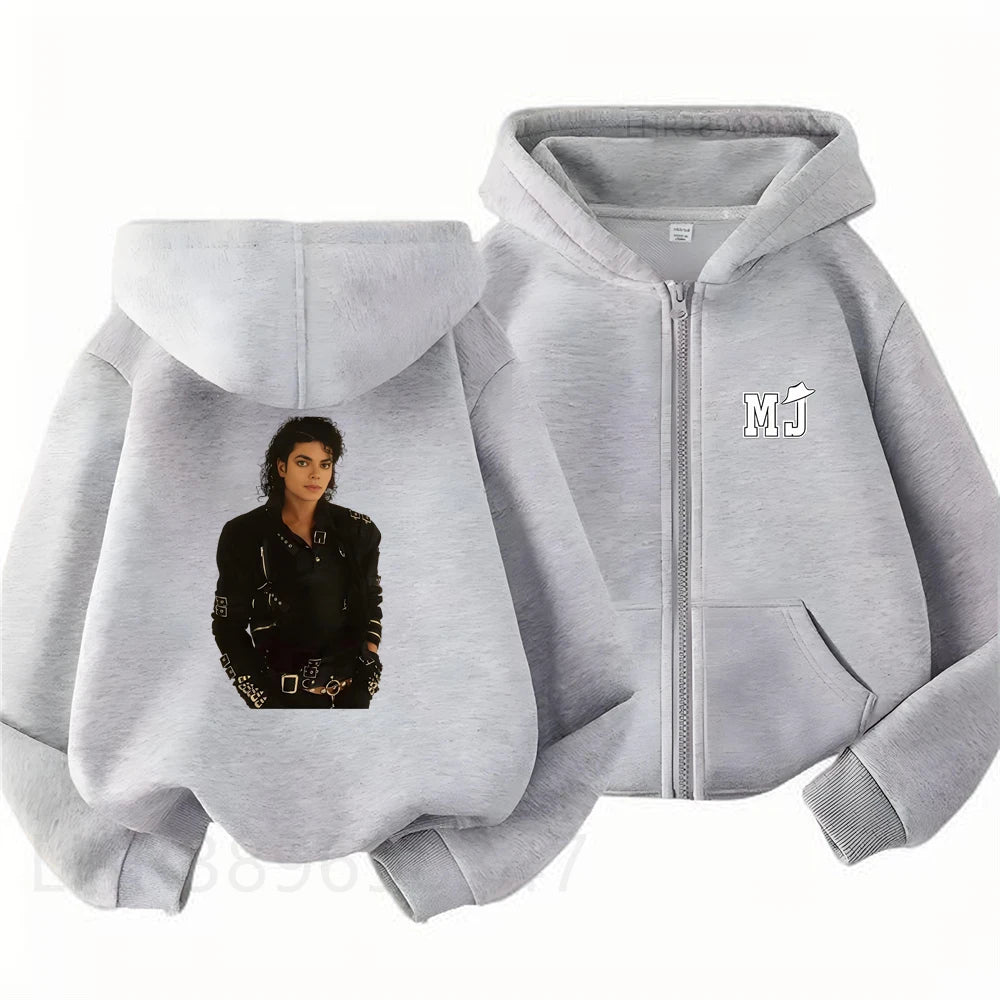 Children Hoodie Michael Jackson Zip Up Cardigan Tops  Pink Boy