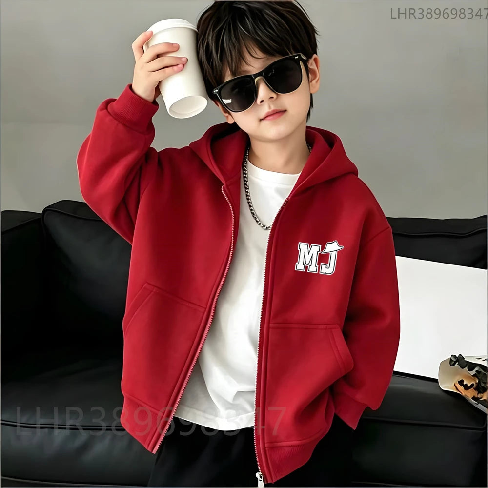 Children Hoodie Michael Jackson Zip Up Cardigan Tops  Pink Boy
